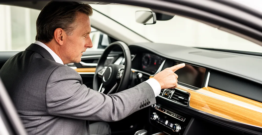 Ondernemer controleert dashboard leaseauto zonder papieren