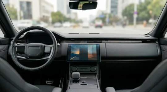 Dashboard van moderne auto met smartphone integratie en navigatiesysteem