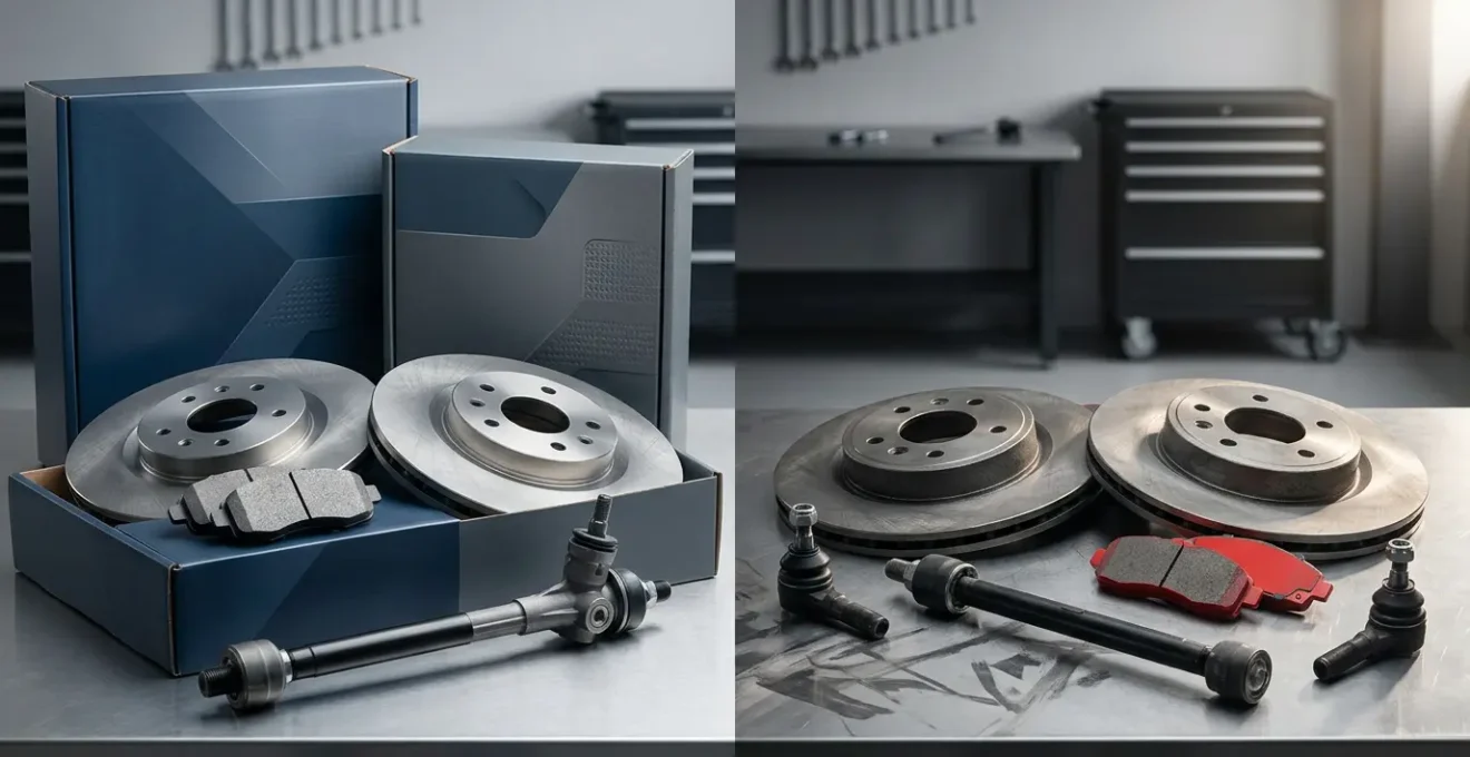 Vergelijking van originele en aftermarket auto-onderdelen met focus op remmen en stuurinrichting voor veiligheid