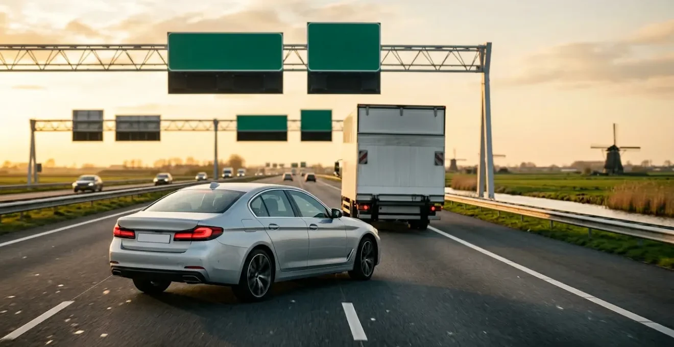 Auto die probeert in te halen op snelweg maar vermogen verliest door verstopt brandstoffilter