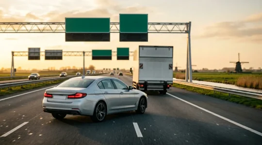 Auto die probeert in te halen op snelweg maar vermogen verliest door verstopt brandstoffilter