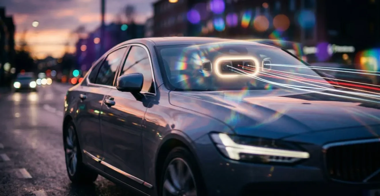 Close-up van actief noodremsysteem sensoren op moderne auto
